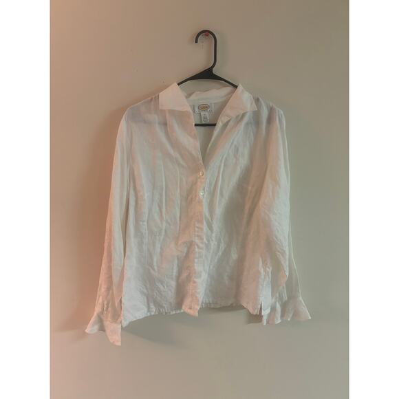 Vintage Talbots White Button Down Blouse | Petite 12 | Classic Collared Shirt - Picture 1 of 6
